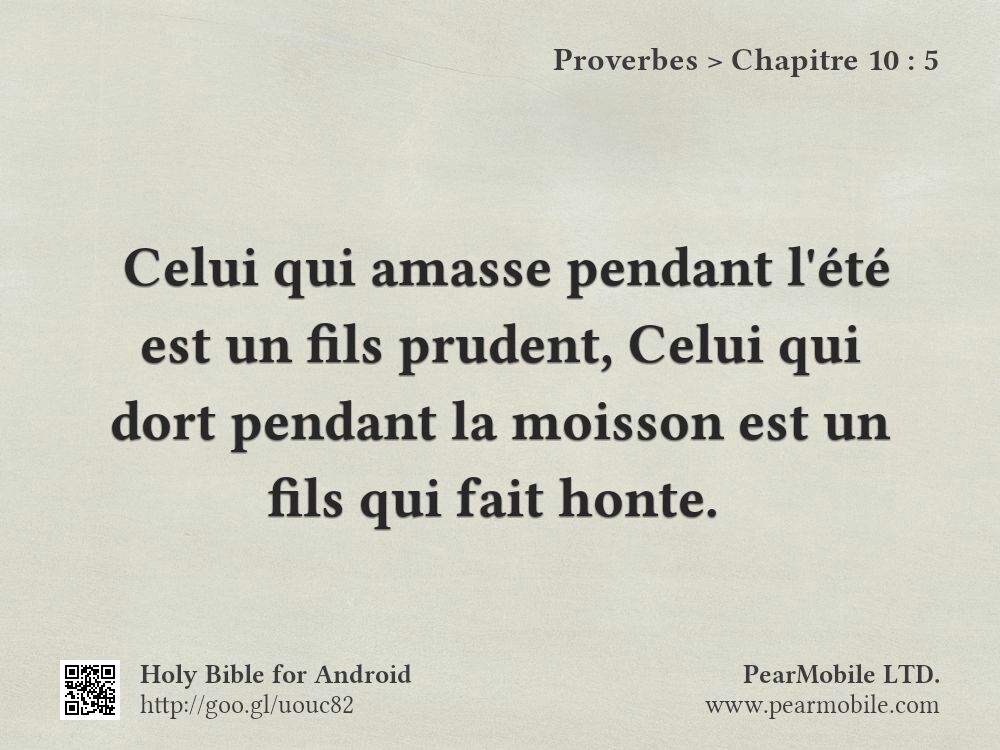 Proverbes, Chapitre 10:5